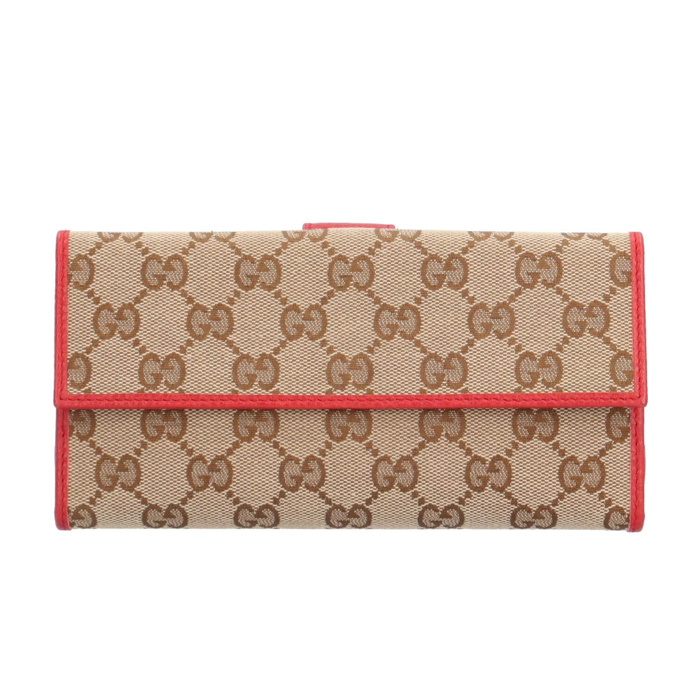 Gucci GG Canvas Long Wallet Double Snap Closure